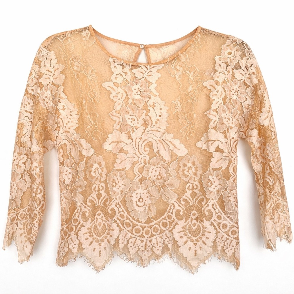 NWOT Lace beige top size S